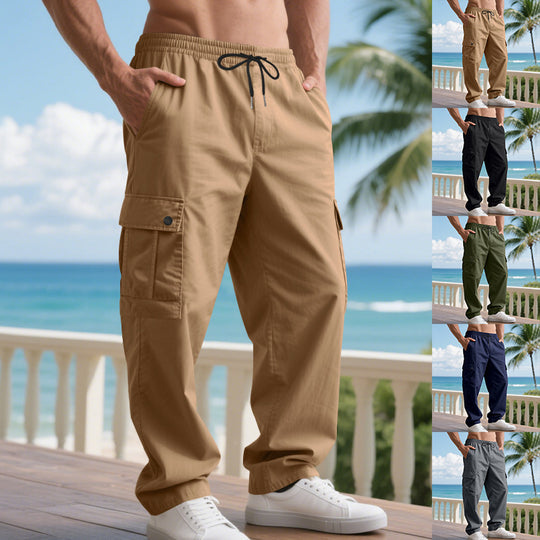 Herren Cargo-Freizeithose mit weitem Bein, elastischem Bund und Mehrfach-Pattentaschen Shop Nory