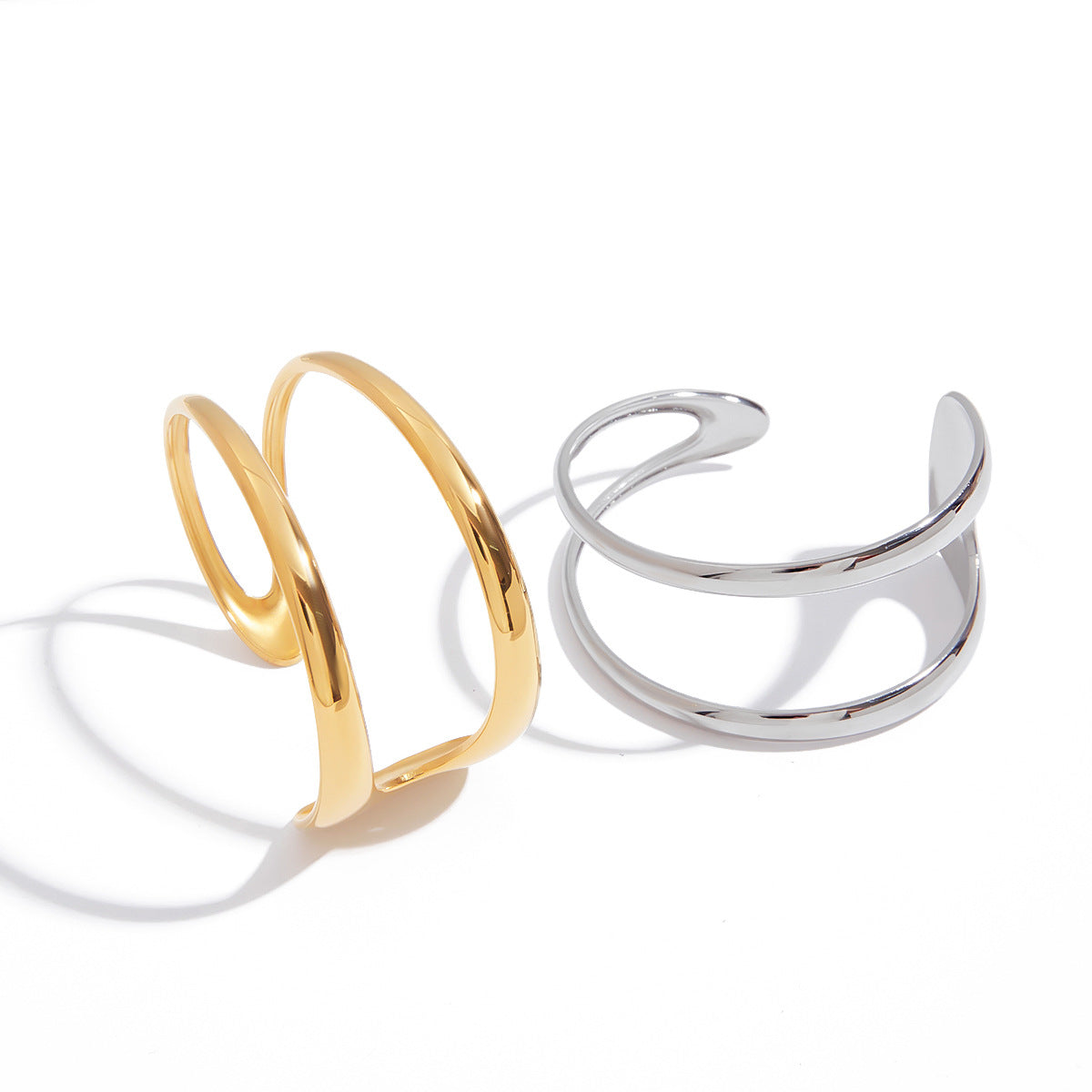 Damen Offener Armreif aus hypoallergenem Edelstahl mit elegantem Design Shop Nory