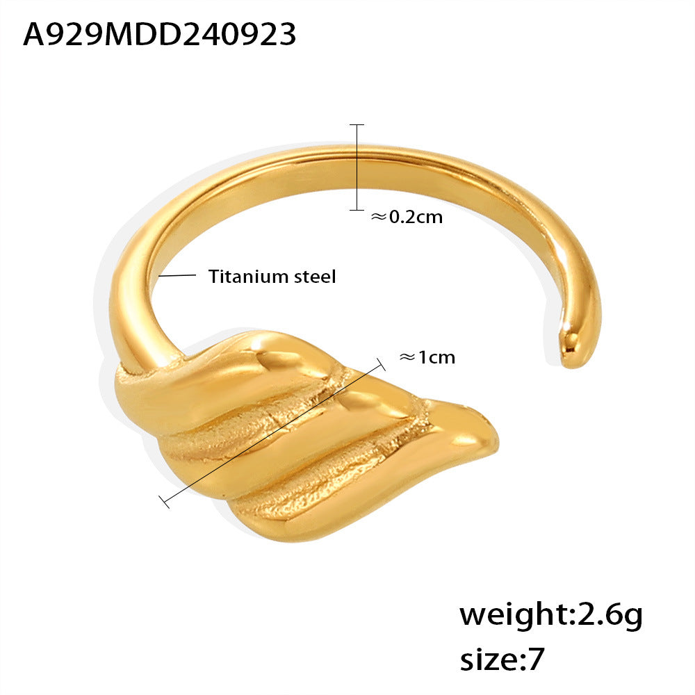 Damenring aus Titanstahl mit elegantem Blattdesign Shop Nory
