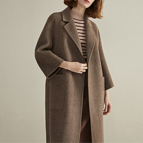 Damen Modischer Wollmantel mit Taillengürtel Shop Nory