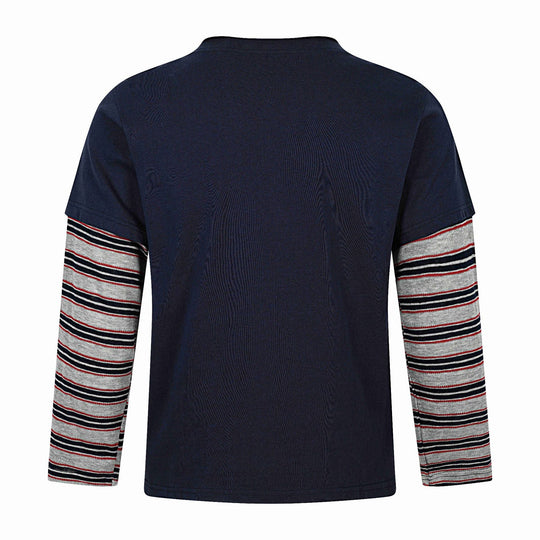 Herren Langes Layering-Longsleeve mit Stern-Applikation und gestreiften Unterärmeln Shop Nory