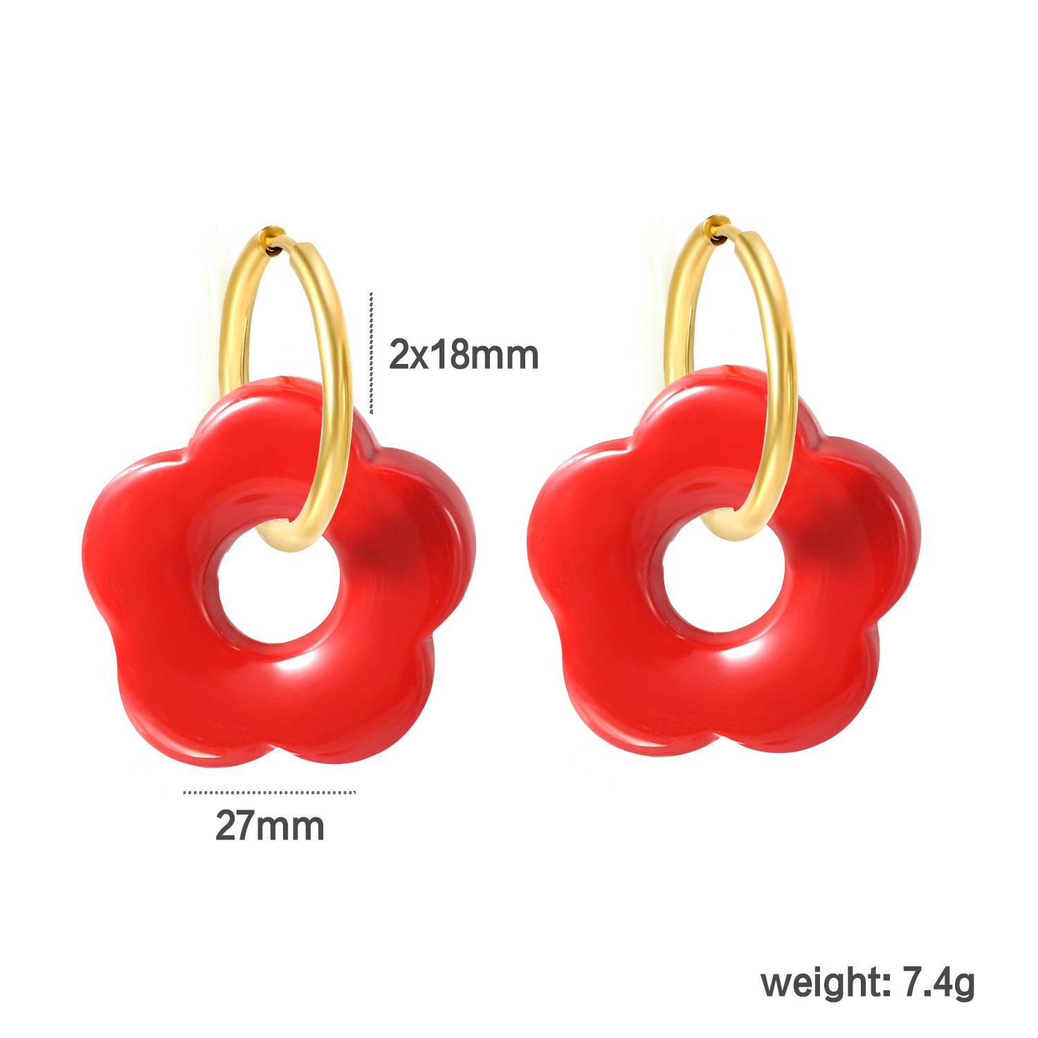 Damen Hängende Ohrstecker mit kunstvollem Blüten-Design und goldenem Ring Shop Nory