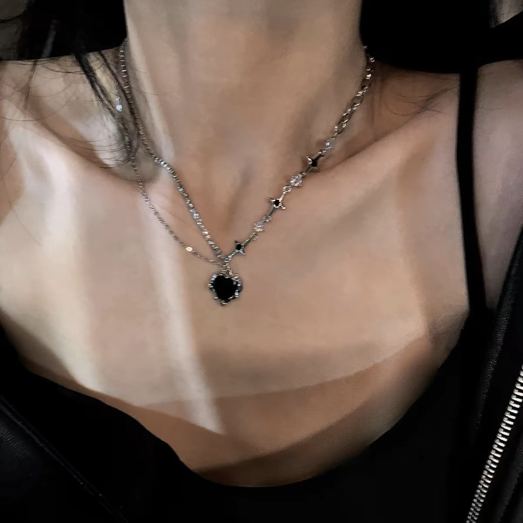 Damen mehrschichtige Halskette mit funkelnden Anhängern Shop Nory