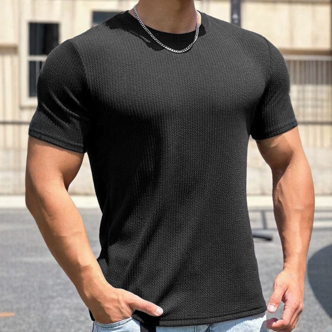 Herren strukturiertes T-Shirt in schlanker Passform mit Rundhalsausschnitt Shop Nory
