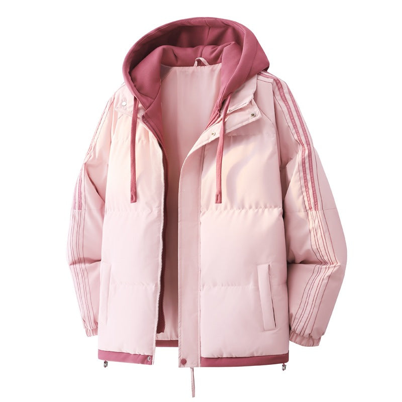 Damen Modische Steppjacke mit Kapuze und Innensweater Shop Nory
