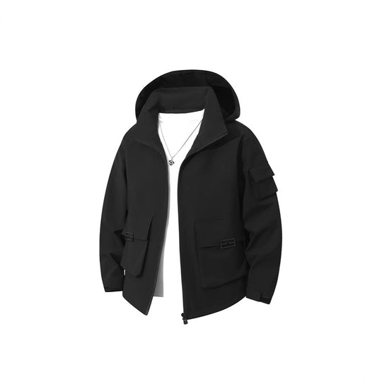 Herren Technische Utility-Kapuzenjacke mit Mehrfach-Pattentaschen und windabweisendem Softshell Shop Nory