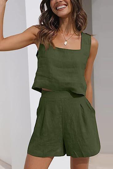 Damen Leichte Sommerbluse und Shorts Set