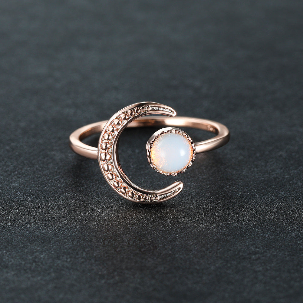 Damen Ring mit Mondmotiv und Opalstein Shop Nory
