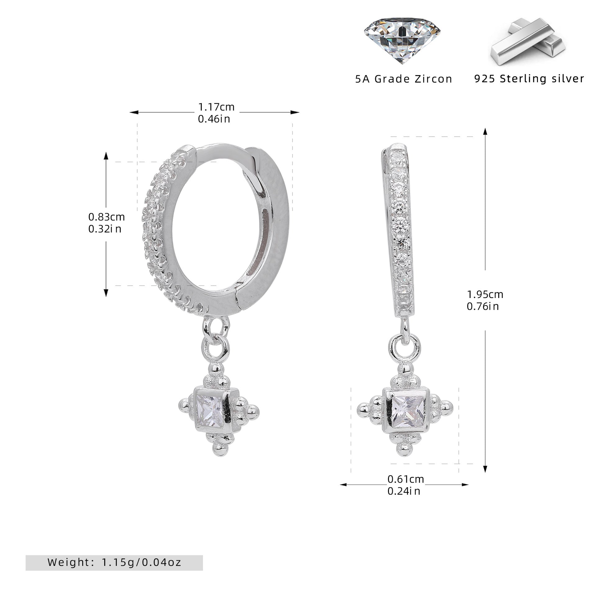 Damen Ohrhänger mit funkelnden Zirkon-Anhängern aus hochwertigem 925 Sterling Silber Shop Nory