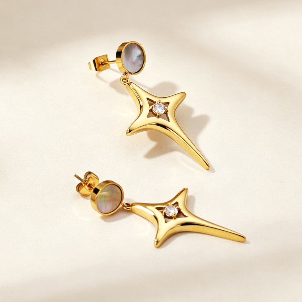 Damen Hängende Ohrstecker mit funkelndem Kristall und eleganter Goldverzierung Shop Nory