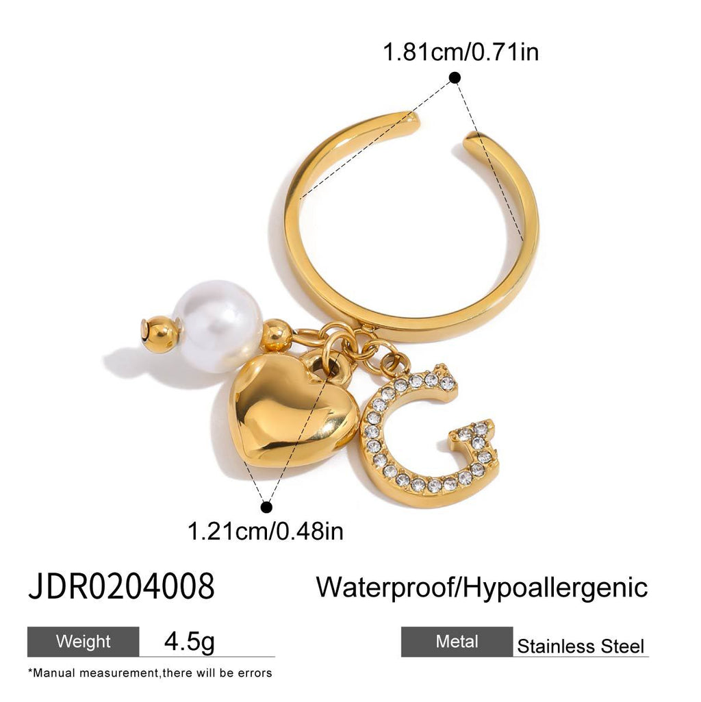 Damen exklusiver Ring mit Herz- und Kristallanhänger Shop Nory