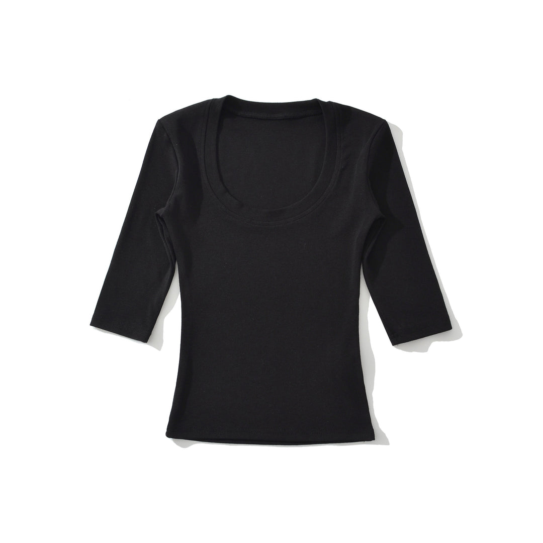 Damen Eng anliegendes Longsleeve mit tiefem Rundhalsausschnitt Shop Nory