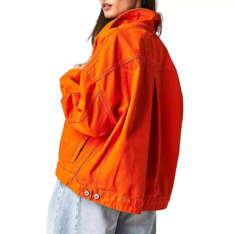 Damen lässige Jeansjacke im Oversized-Stil mit dekorativen Fransen