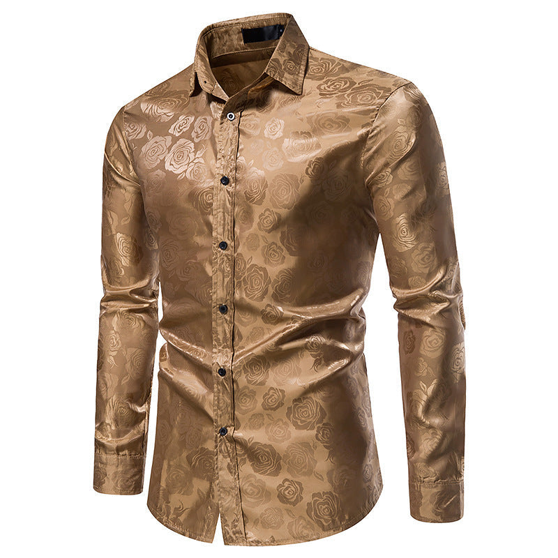 Herren Hemd mit floralen Prägungen und elegantem Glanz