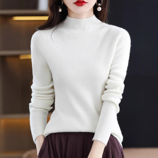 Damen Schmal geschnittener Mockneck-Pullover aus kaschmirähnlichem Feinstrick Shop Nory