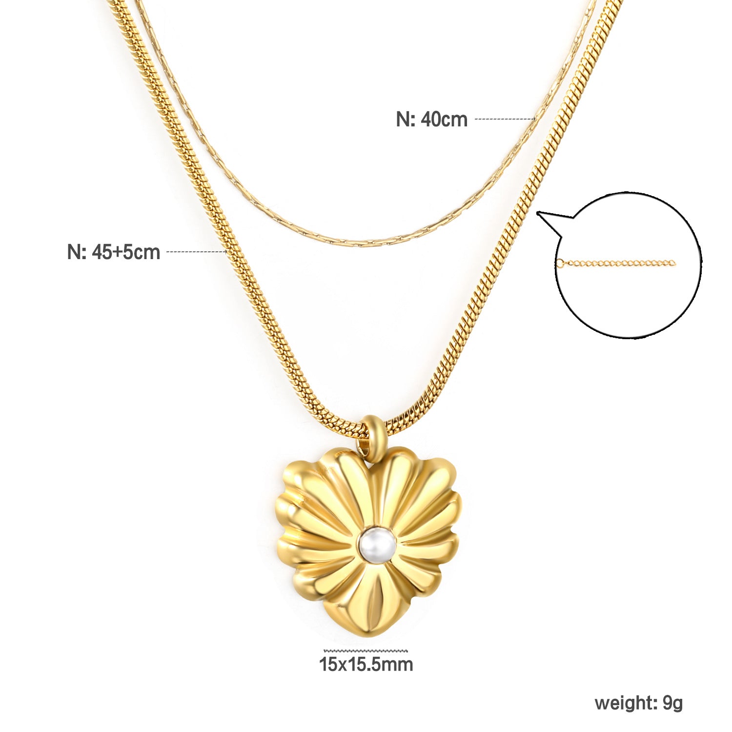 Damen Halskette mit funkelndem Herzanhänger aus goldplattiertem Edelstahl Shop Nory