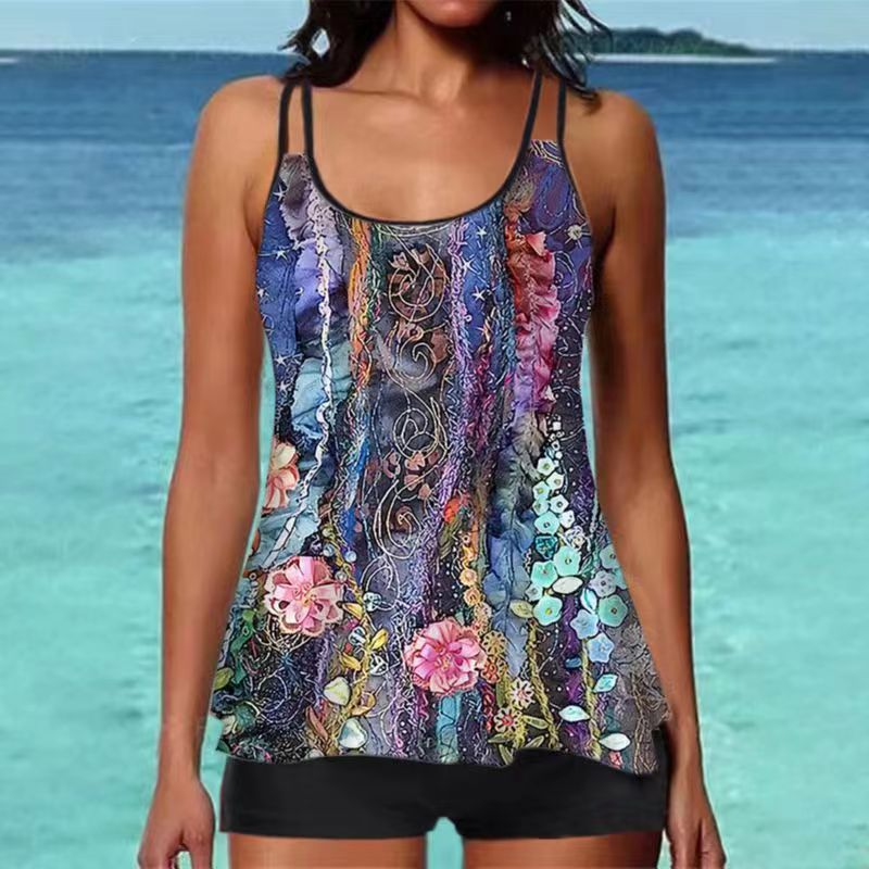 Damen Tankini-Oberteil mit floralem Design und Rückenriegel