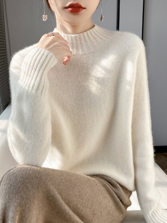 Damen Kurz-Mockneck-Pullover aus flauschigem Mohair-Mix mit kastiger Silhouette Shop Nory