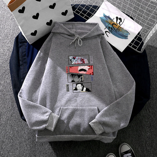 Damen nan Oversize Kapuzenpullover mit Manga-Frontprint und Kängurutasche Shop Nory