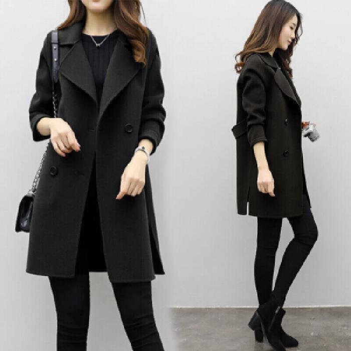 Damen Eleganter Wollmantel mit doppelter Knopfleiste