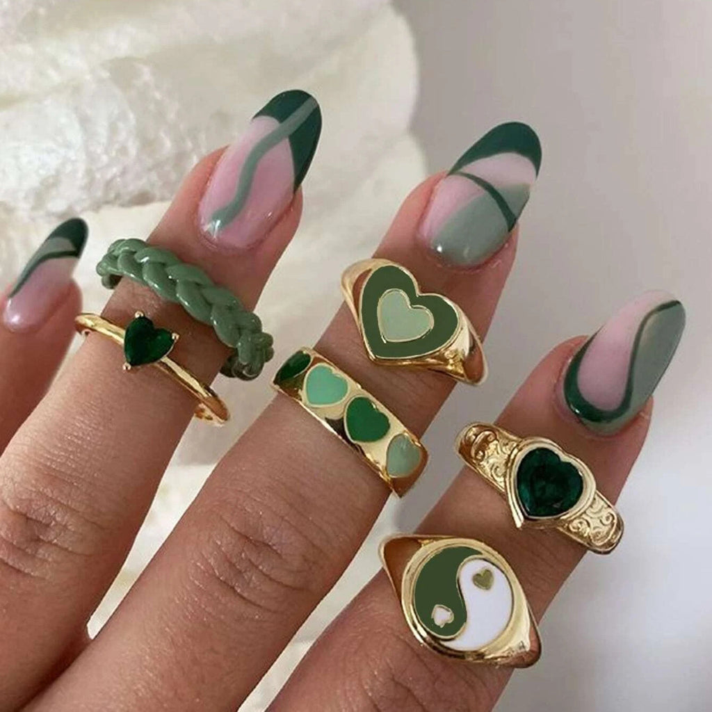 Damen Ring-Set mit bunten Herzen und flexibler Gestaltung Shop Nory
