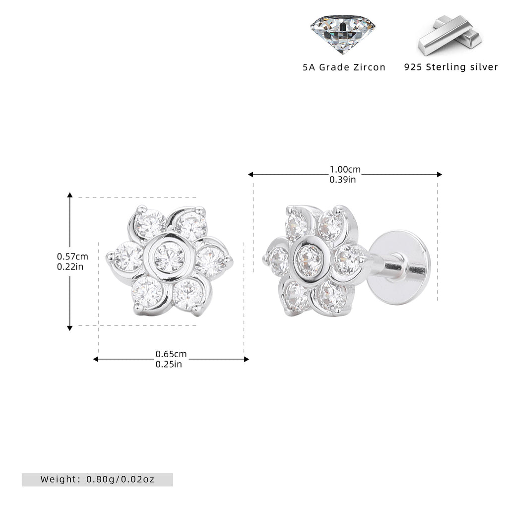 Damen Ohrstecker mit funkelnden Zirkonblüten aus hochwertigem 925 Sterling Silber Shop Nory