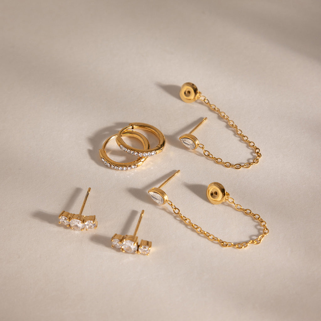 Damen Ohrhänger mit funkelnden Zirkonia und elegantem Kettenanhänger Shop Nory