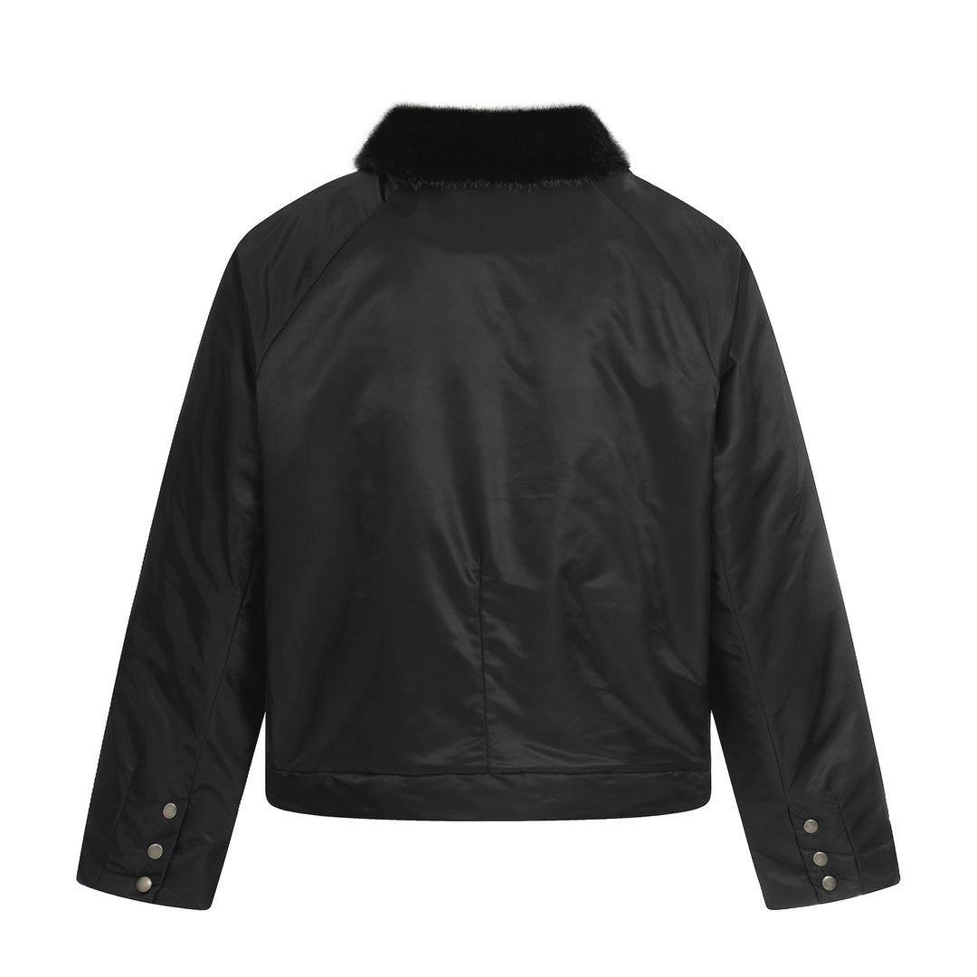 Damen Kurz geschnittener gesteppter Blouson mit Webpelzkragen Shop Nory