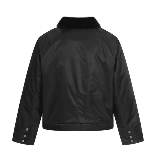 Damen Kurz geschnittener gesteppter Blouson mit Webpelzkragen Shop Nory