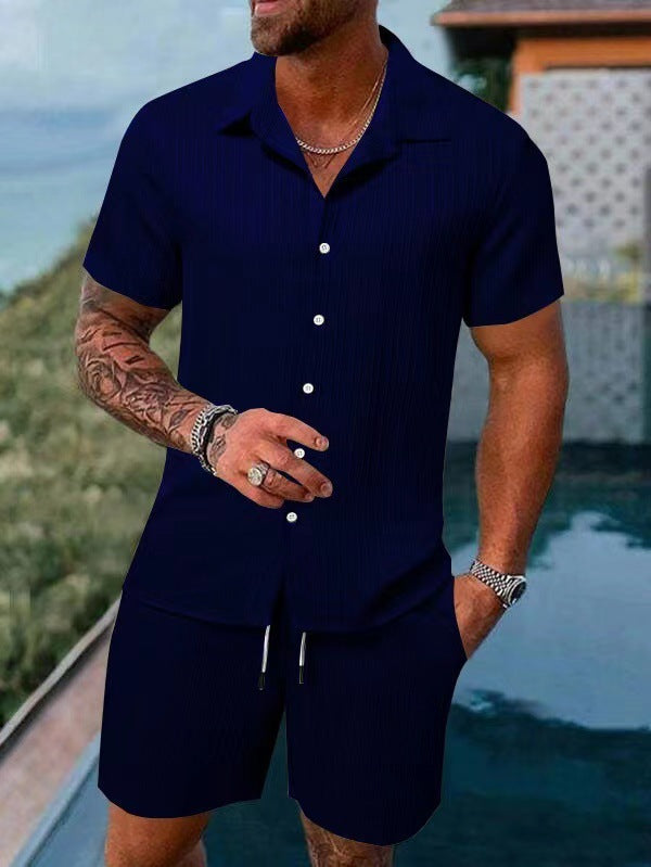 Herren atmungsaktives Sport-Set mit Kurzarm-Hemd und Shorts