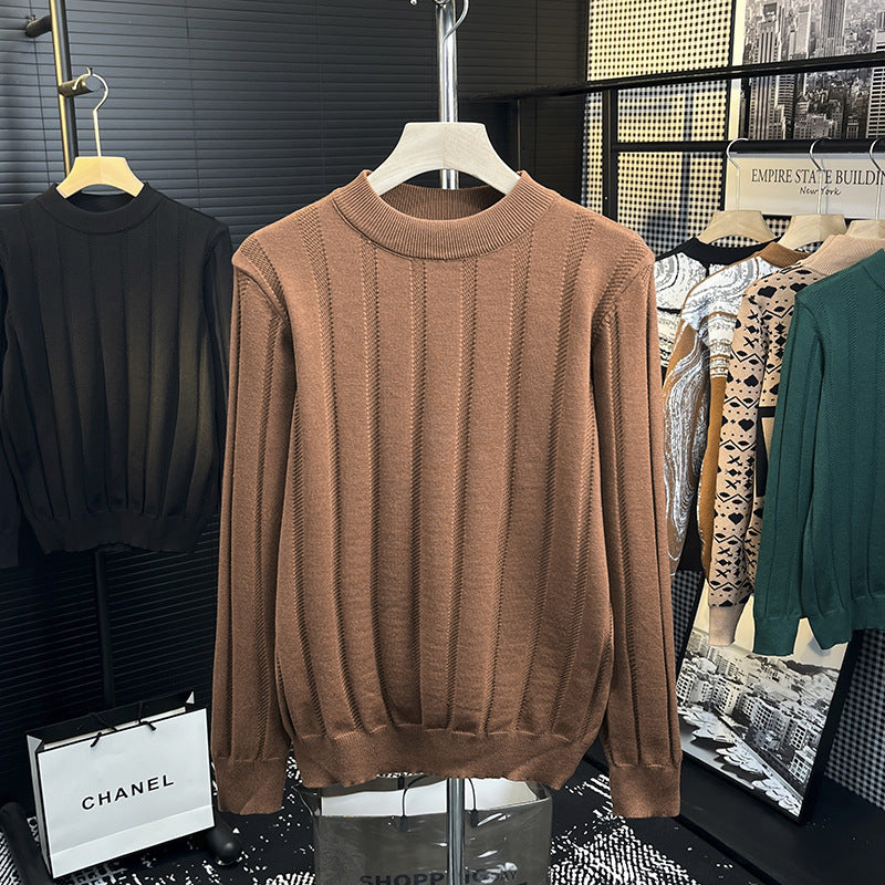 Herren Feinstrick-Pullover mit vertikaler Rippenstruktur und kurzem Stehkragen Shop Nory