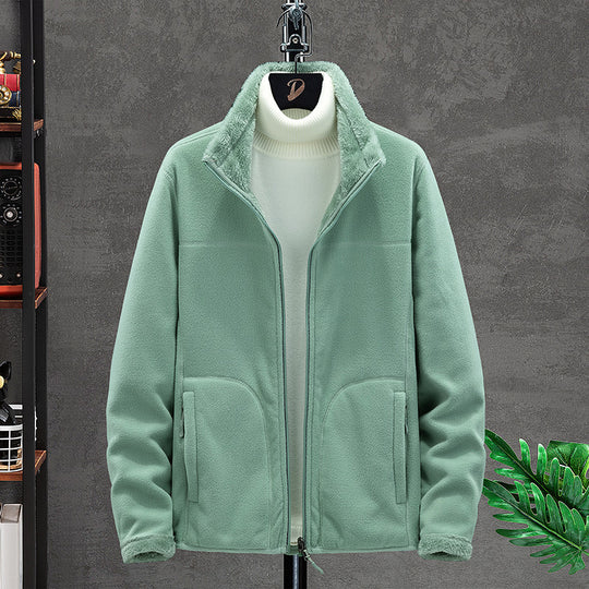 Damen Kuschelige Fleecejacke mit Teddyfutter, Stehkragen und Zwei Reißverschlusstaschen Shop Nory