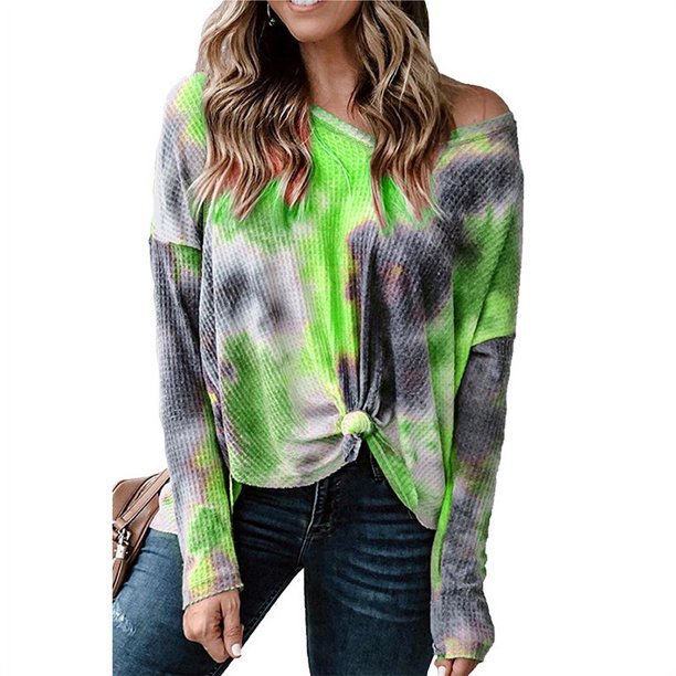 Damen lässiges Oversized Oberteil mit Spitzenhemd Detail und modischem Knoten