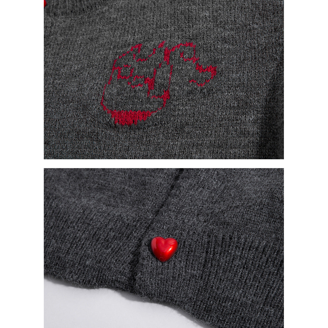 Damen Kuscheliger Grobstrick Cardigan mit Herz-Knöpfen Shop Nory