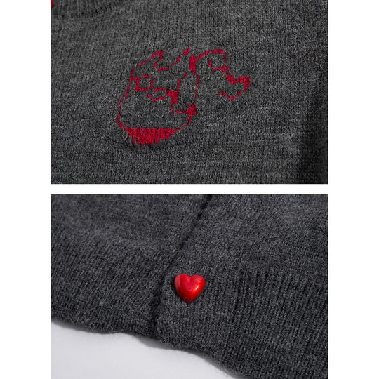 Damen Kuscheliger Grobstrick Cardigan mit Herz-Knöpfen Shop Nory