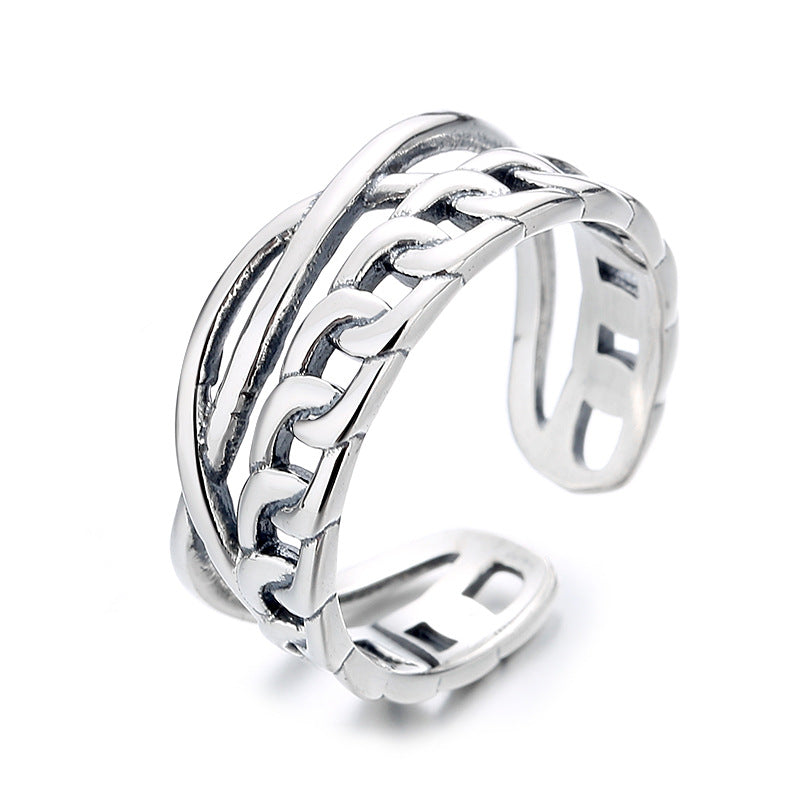 Damen Offener Ring mit facettiertem Kettenmotiv Shop Nory