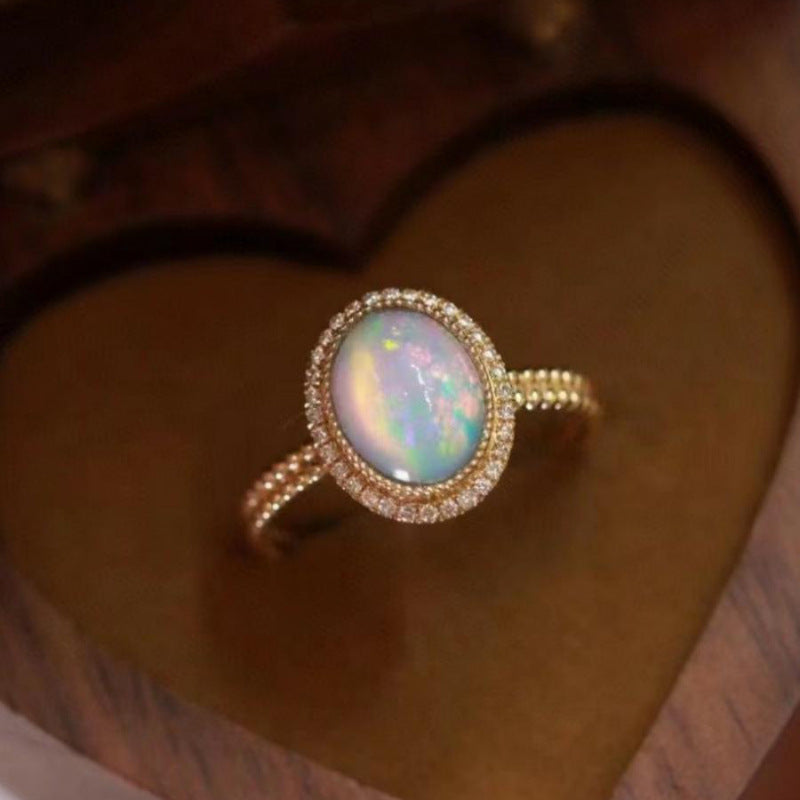 Damen Opalring mit funkelndem Zirkonia-Rahmen Shop Nory