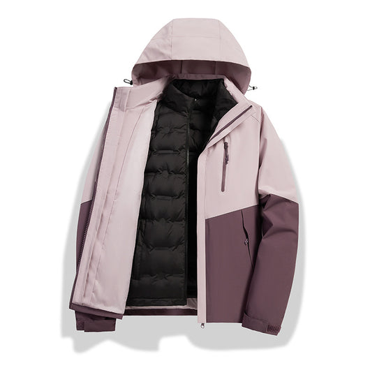 Damen 2-in-1 wasserdichte Winterjacke mit abnehmbarer Daunen-Innenweste Shop Nory