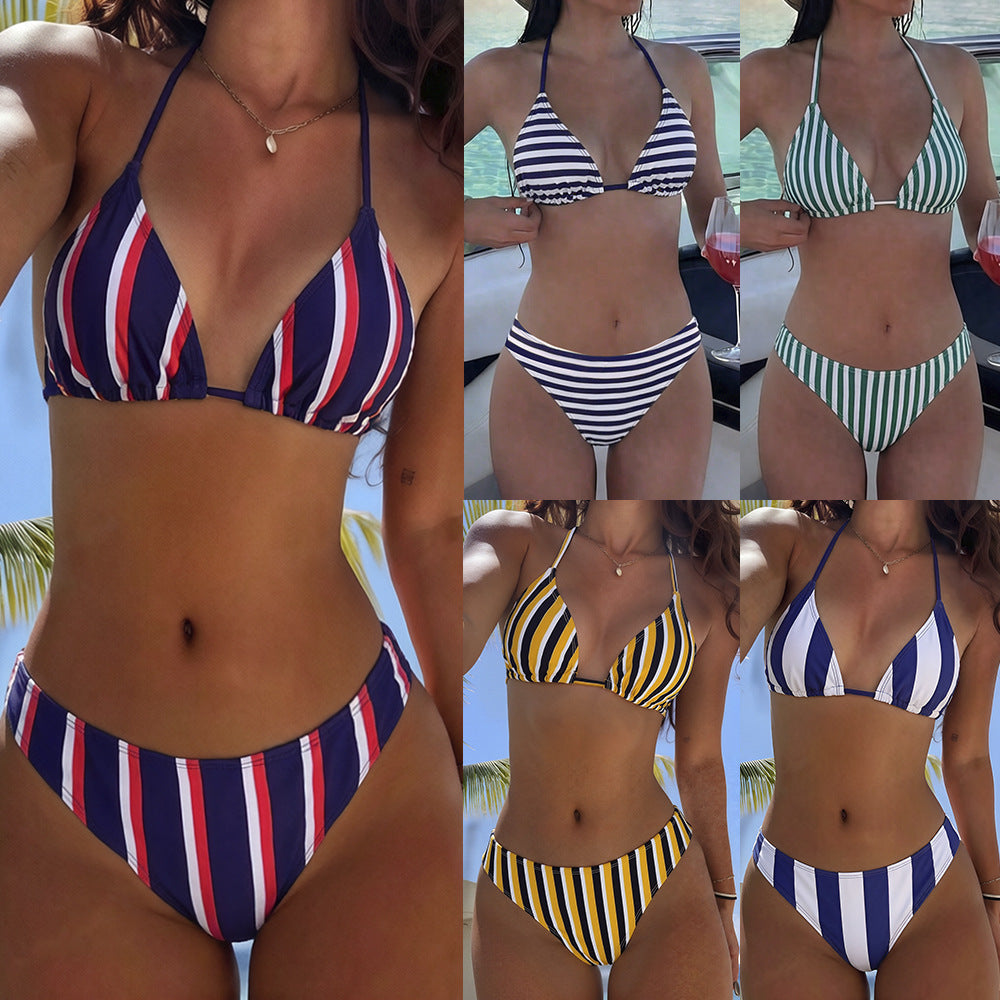 Damen Triangel Bikini mit seitlichen Streifen