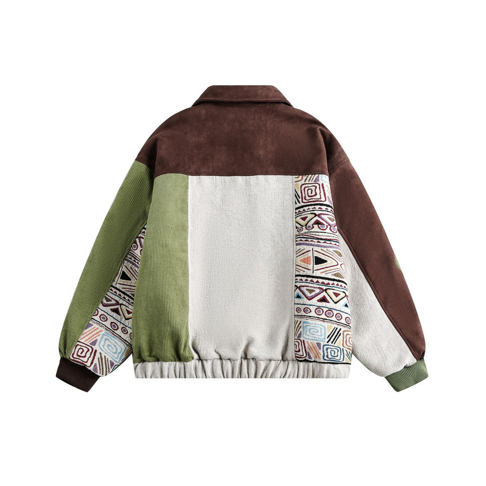 Herren Patchwork Cord- und Wildleder-Blouson mit Stickdetail Shop Nory