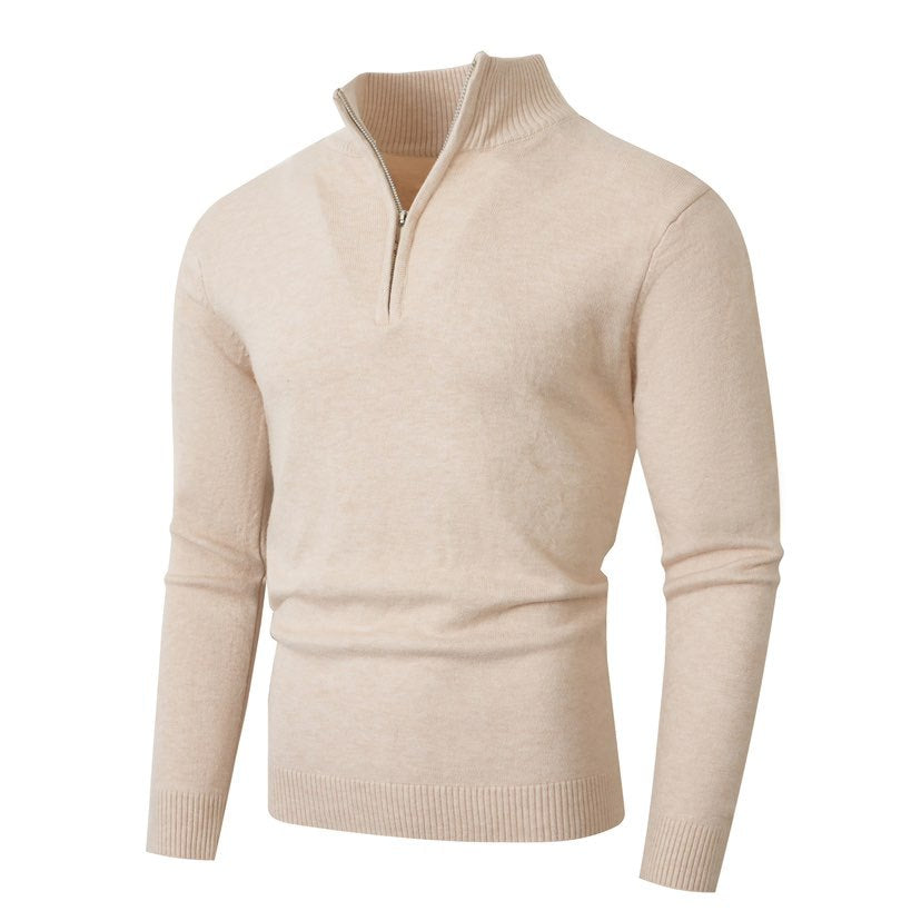 Herren Strickpullover mit modernem Stehkragen und hochwertigem Reißverschluss