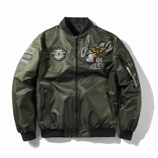 Herren Modische Bomberjacke mit Kunstleder und Stickereien Shop Nory