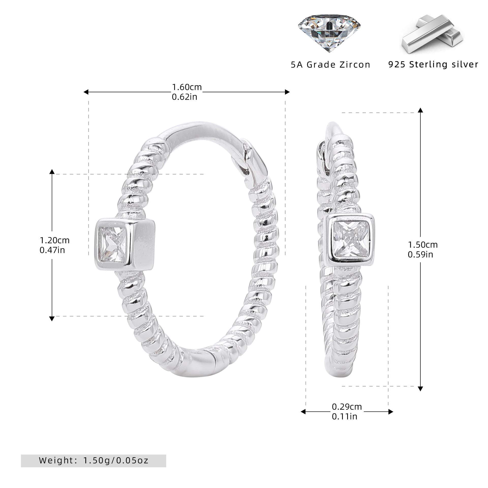 Damen Creolen im Vintage-Stil mit Zirkon-Detail Shop Nory