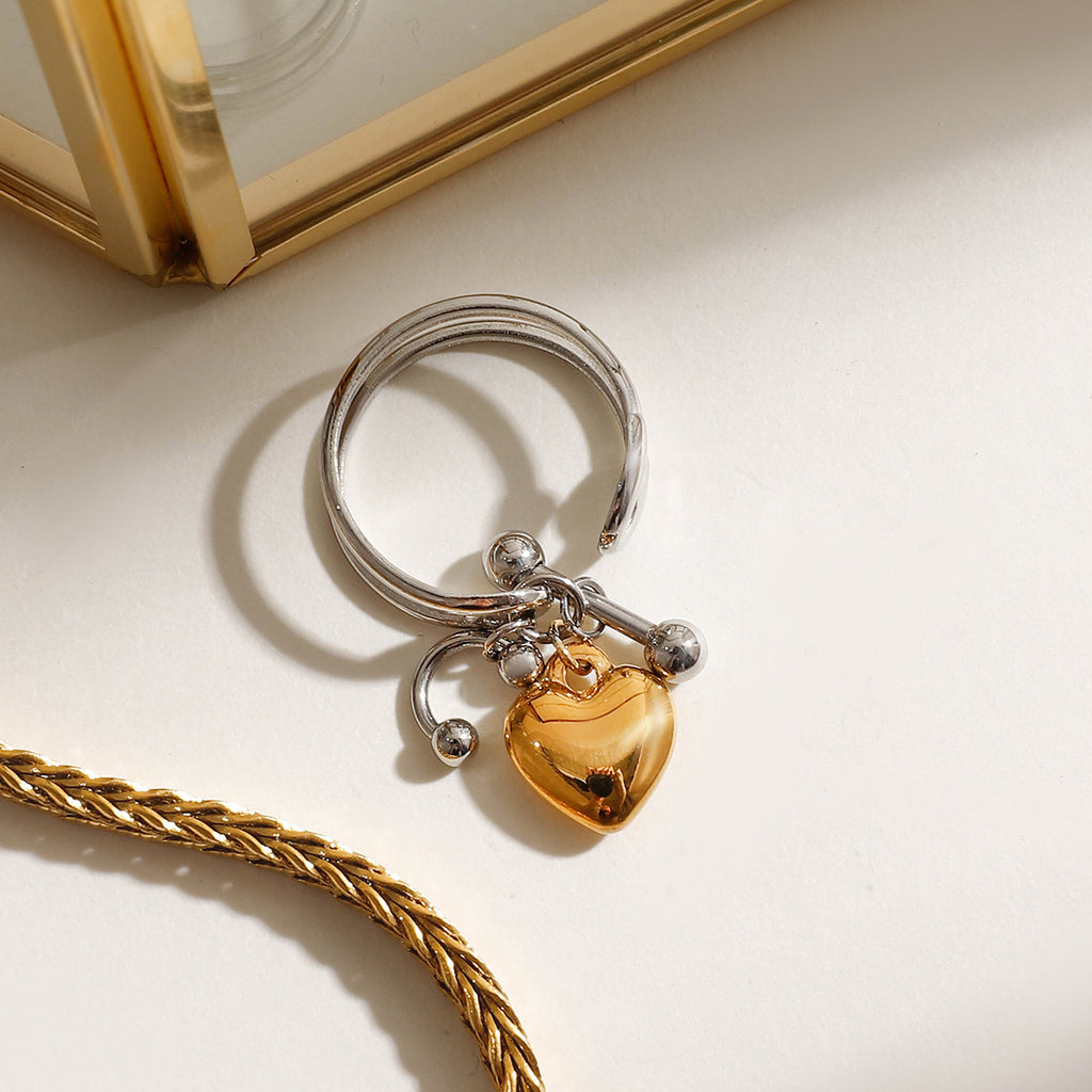 Damen Offener Ring mit elegantem Herzanhänger und hypoallergenen Eigenschaften Shop Nory