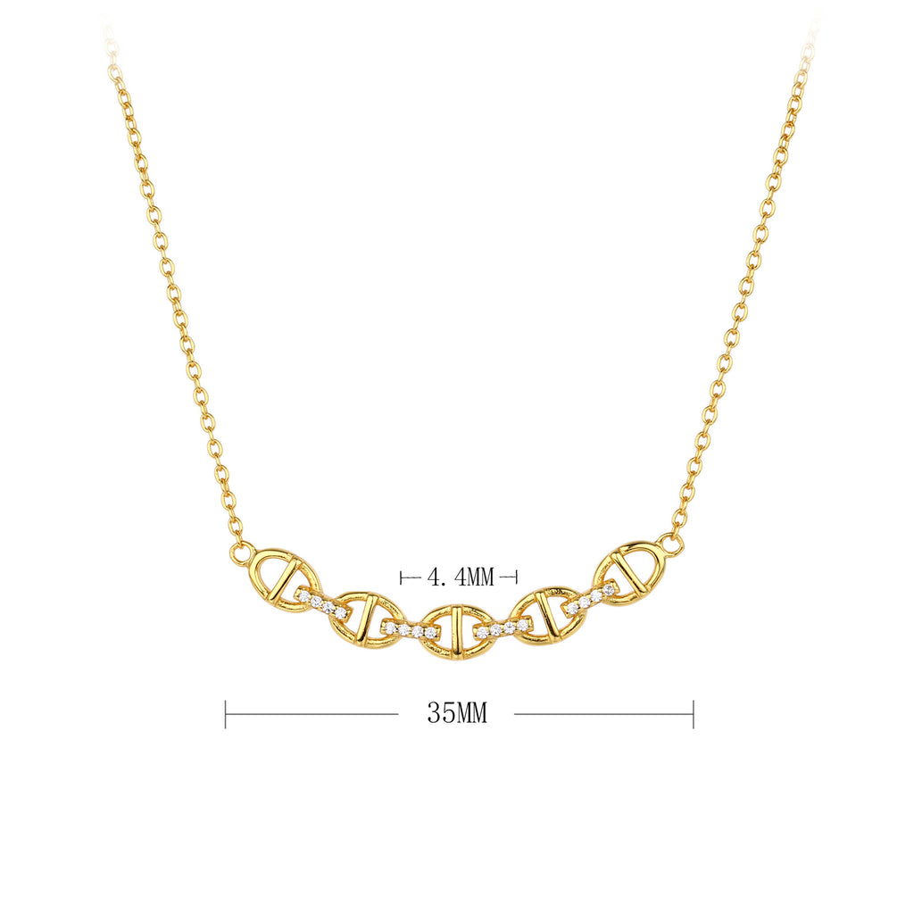 Damen Halskette mit stilvollem Gliederdesign und funkelnden Zirkonia Shop Nory