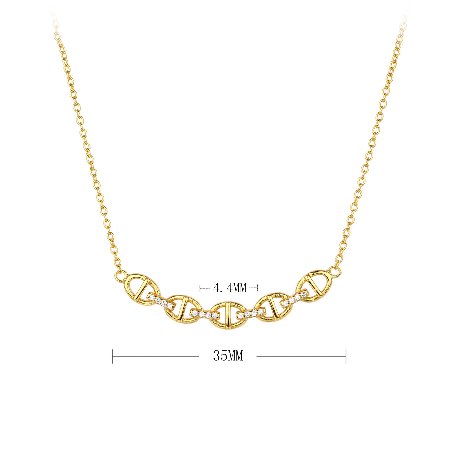 Damen Halskette mit stilvollem Gliederdesign und funkelnden Zirkonia Shop Nory