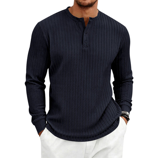 Herren Feinstrick-Henley mit Stehkragen und Zopfmuster Shop Nory