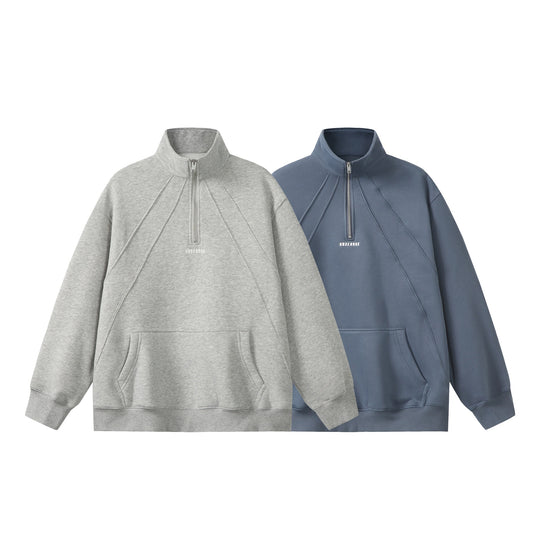 Unisex Oversize Sweatshirt mit Halbzip, hohem Funnelkragen und Kängurutasche Shop Nory