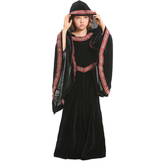 Damen Elegantes Zauberinnenkostüm mit weit ausgestellten Ärmeln und verspieltem Kapuzenkragen Shop Nory