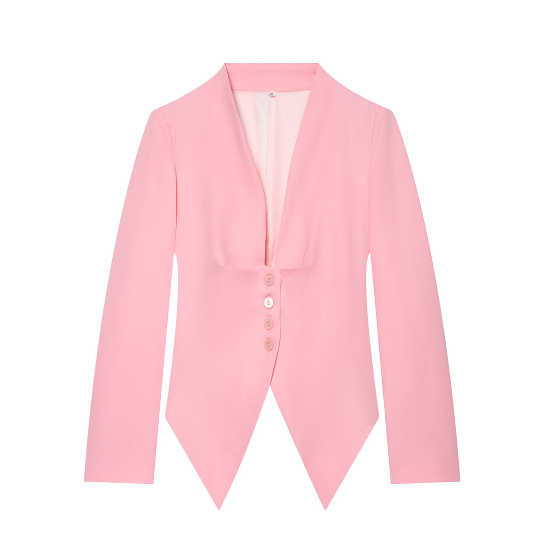Damen taillierter Blazer mit spitzem Schößchen und tiefem V-Ausschnitt Shop Nory